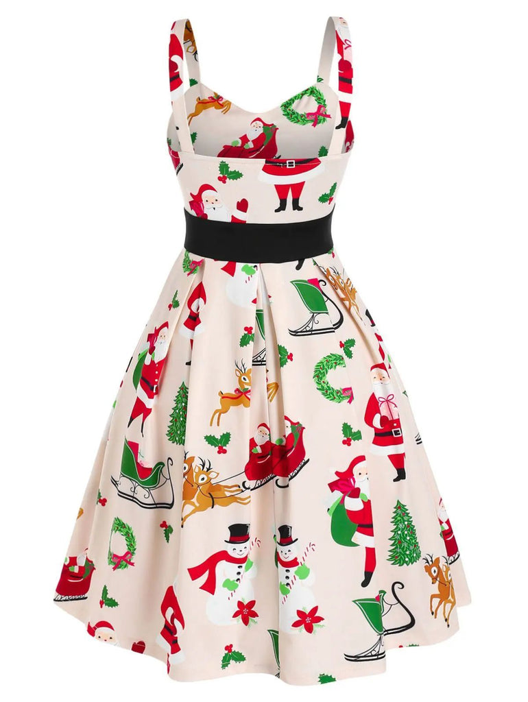 Robe Trapèze Boutons Noël Années 1950
