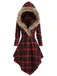 Robe manteau rouge à carreaux en peluche avec chapeau