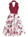 Robe en maille à revers papillon des années 1950 rouge vin