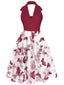 Robe en maille à revers papillon des années 1950 rouge vin