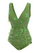 Maillot de bain vert 1960s papillon 3D dentelle patchwork