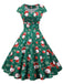 Robe verte à pois de Noël des années 1950