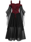 Robe à bretelles rouge manches transparentes Halloween des années 1950