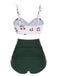 Ensemble de bikini taille haute à bretelles cerises 1950s
