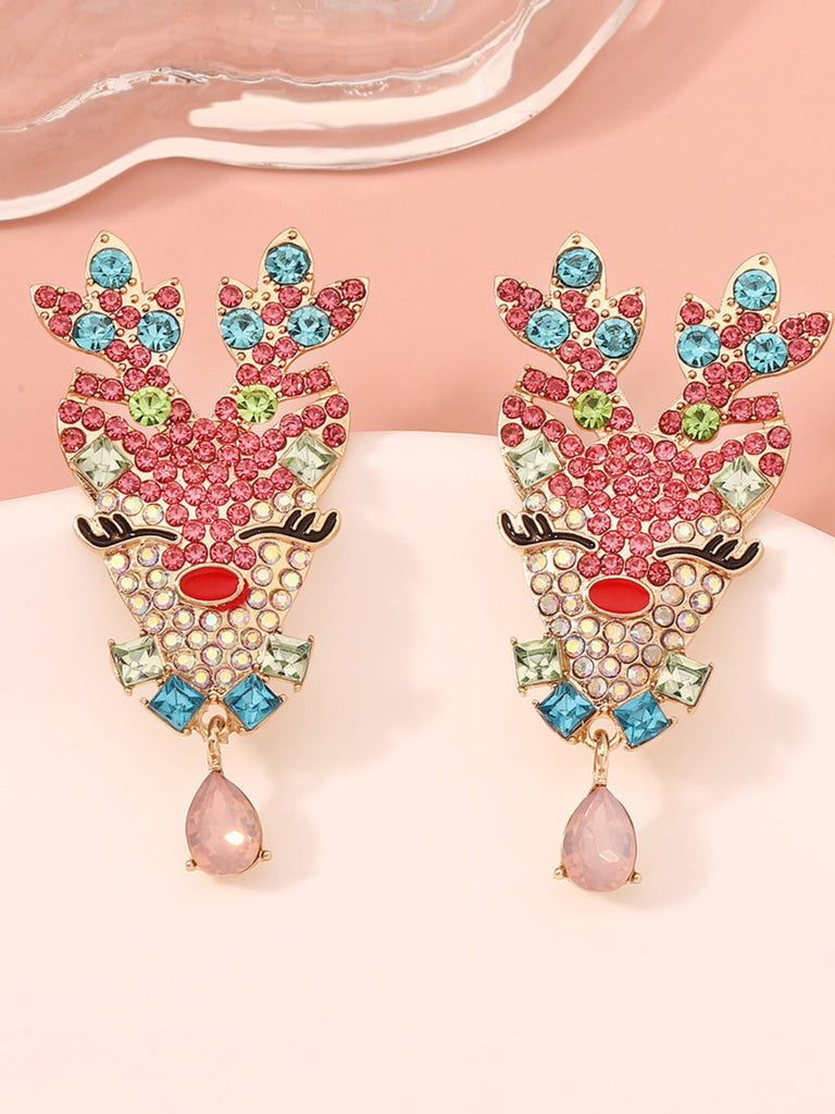 Boucles d'oreilles strass cerf de Noël