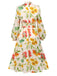 [Prévente] Robe trapèze fleurie à manches longues des années 1930