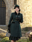 Manteau Boutons Uni Vert Foncé Années 1950