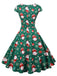 Robe verte à pois de Noël des années 1950