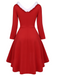 [Grande taille] Robe trapèze rouge unie en fourrure des années 1950