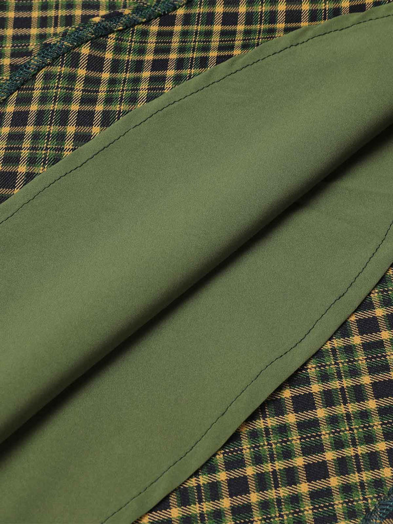 [Grande taille] Robe tricotée à carreaux vert foncé des années 1950