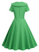 Robe trapèze à revers uni des années 1950