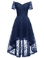 Robe en dentelle florale à épaules dénudées des années 1950