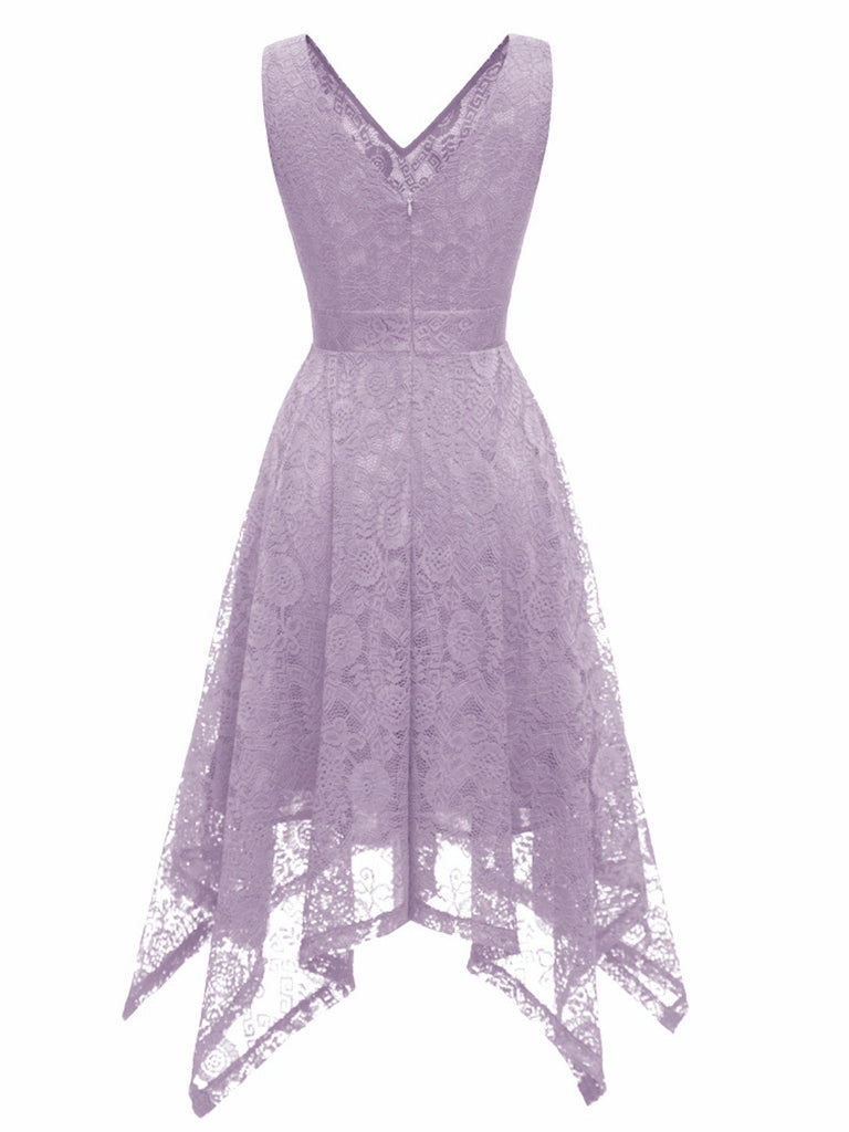 Robe trapèze en dentelle à ourlet pointu des années 1950