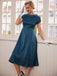 Robe Vintage Année 40 Bleu avec Boutons Perles Couleur Solide Chic