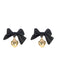 Boucles d'Oreilles Tiges Rétro Coeur Nœud Noir