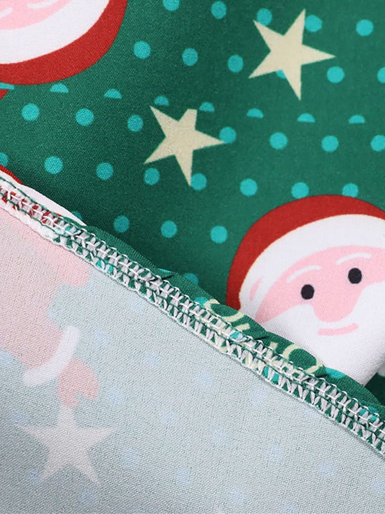 Robe verte à pois de Noël des années 1950