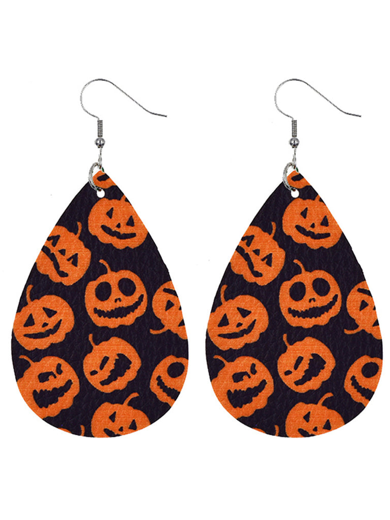 Boucles d'Oreilles Citrouilles Toussaint Halloween Noir Orange