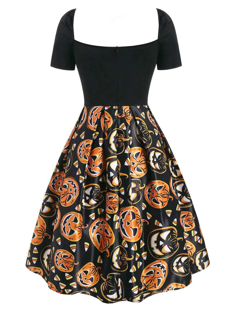 Robe de Costume Swing Années 50 Citrouille Déguisement Halloween