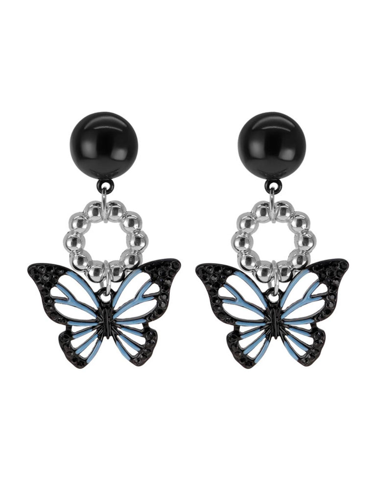 Boucles d'Oreilles décoratives brillantes papillon rétro