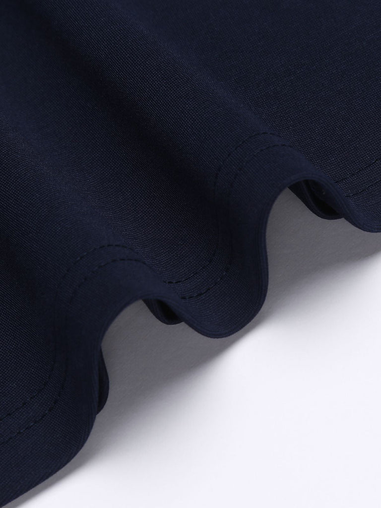 Top uni bleu marine à col carré