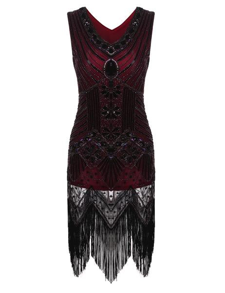 Robe Charleston Soirée Vintage Année 20 Gatsby à Franges Paillettes Chic