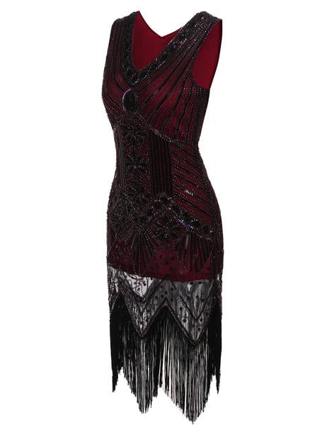 Robe Charleston Soirée Vintage Année 20 Gatsby à Franges Paillettes Chic