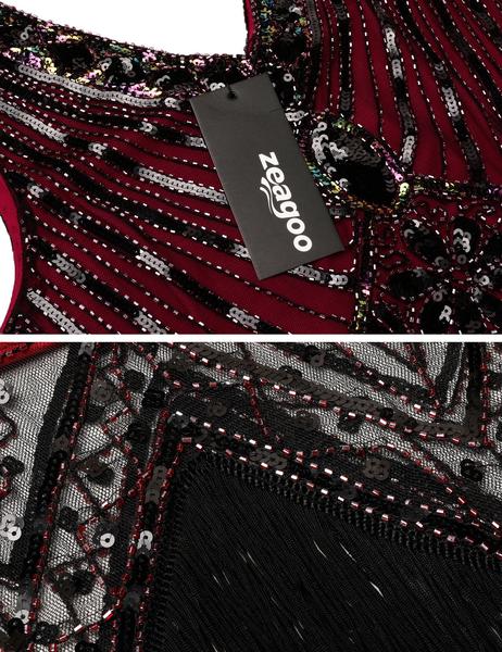 Robe Charleston Soirée Vintage Année 20 Gatsby à Franges Paillettes Chic