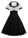 Robe Rockabilly Swing Vintage Année 50 à Pois Manches Courtes Pin Up