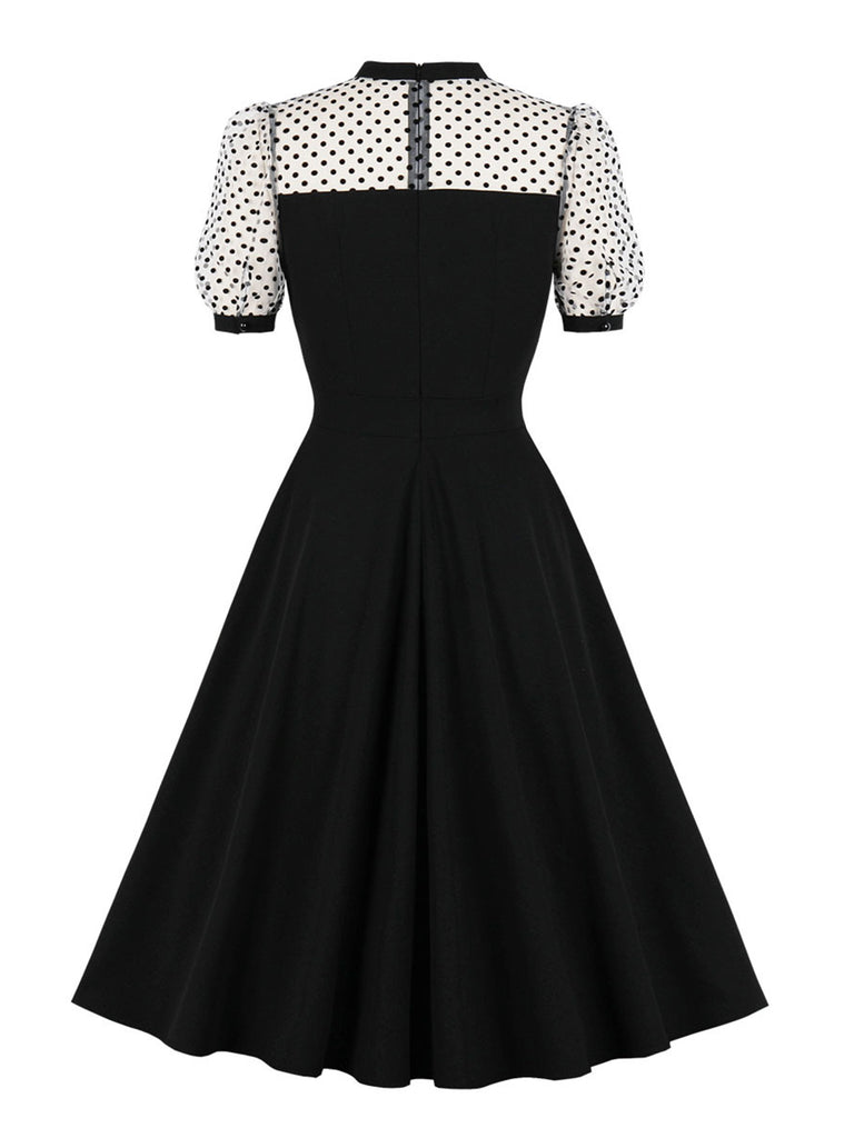 Robe Swing Vintage Année 50 à Pois Avec Nœud Papillon Soirée Cocktail