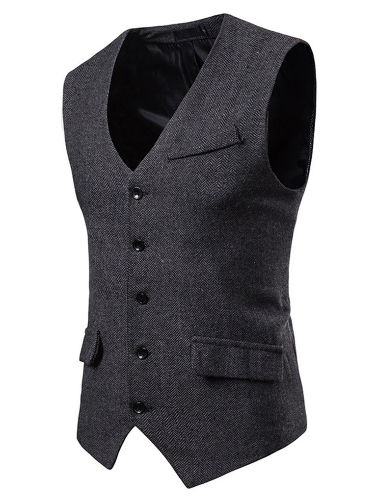 Gilet de Costume Top Vintage Unisexe Avec Buttons Noir