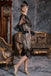 Robe Charleston Noir Cocktail Années 20 à Franges Paillettes Gatsby