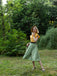 2PCS Années 50 Chemise Jaune & Jupe Vert