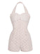 2PCS Combishort dos nu rose clair et jupe à boutons à pois rose clair
