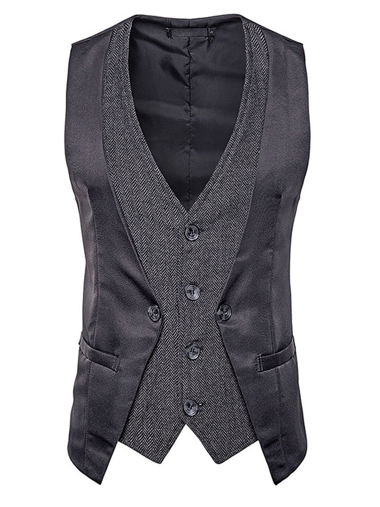 Gilet de Costume à Queue d'Aronde Top Patchwork Vintage Unisexe