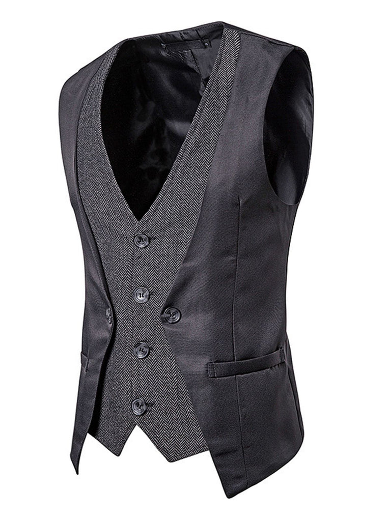 Gilet de Costume à Queue d'Aronde Top Patchwork Vintage Unisexe
