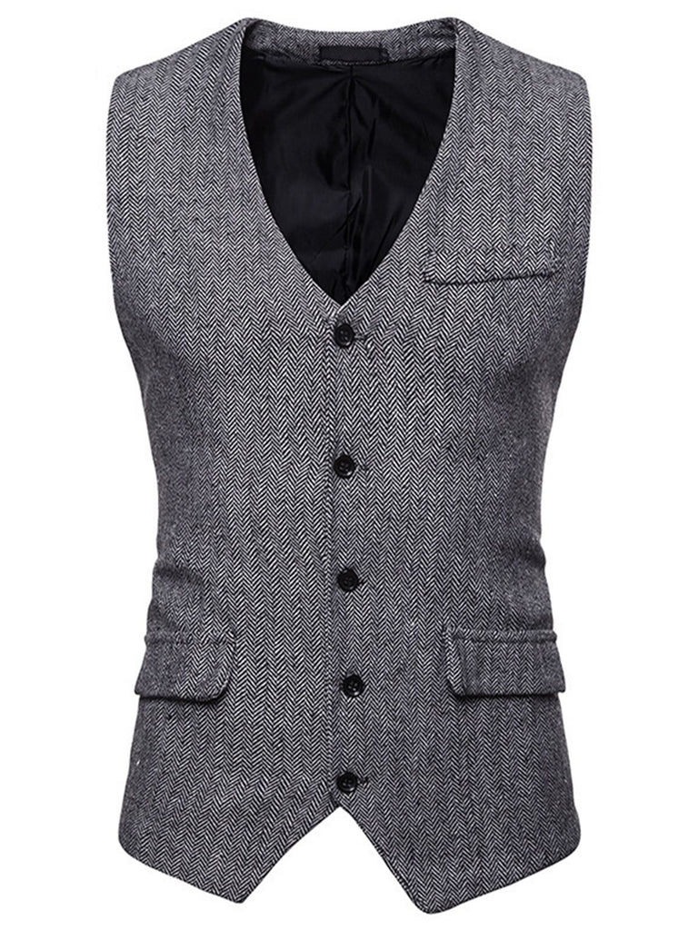 Gilet de Costume Top Vintage Unisexe Avec Buttons Noir