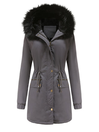 Manteau Années 50 Garnie de Fourrure Synthétique à Boucle