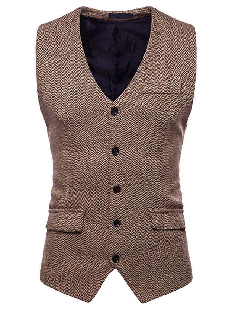 Gilet de Costume Top Vintage Unisexe Avec Buttons Noir