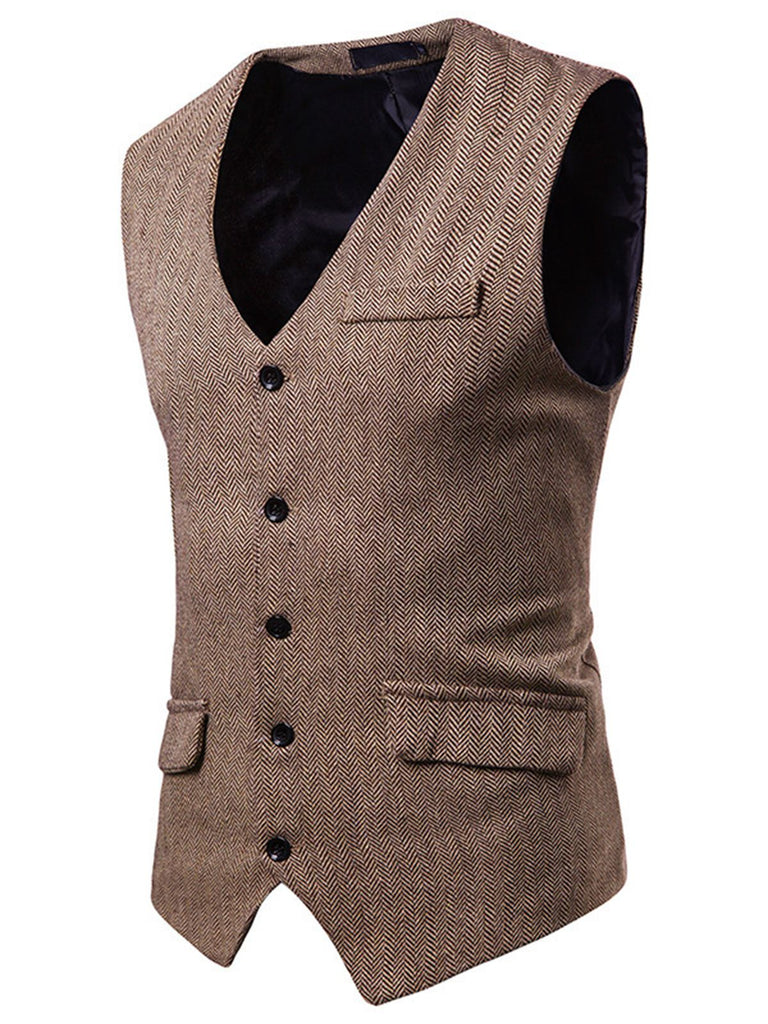 Gilet de Costume Top Vintage Unisexe Avec Buttons Noir