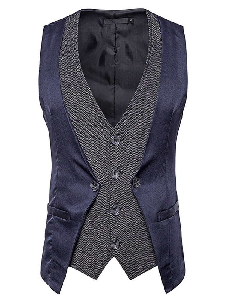 Gilet de Costume à Queue d'Aronde Top Patchwork Vintage Unisexe