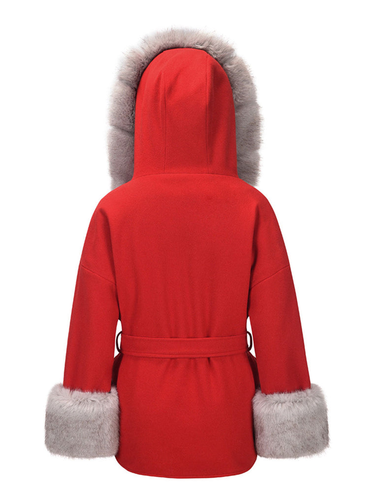 Manteau à capuche en coton épais à fourrure unie des années 1960