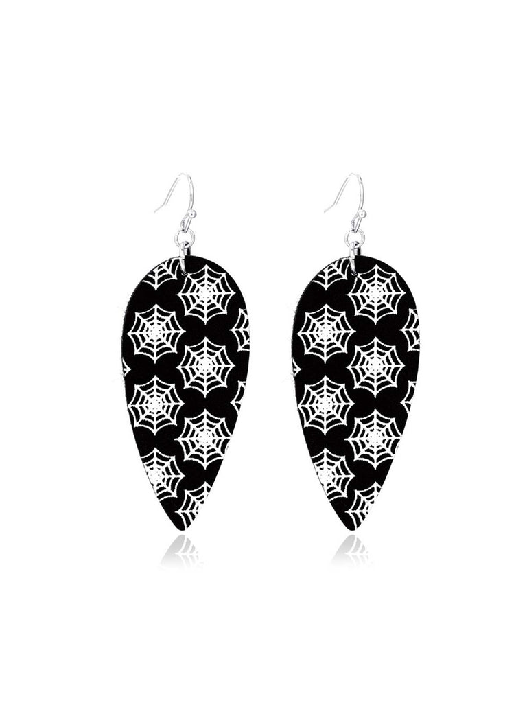 Boucles d'oreilles pendantes Toile d'araignée Halloween Noire