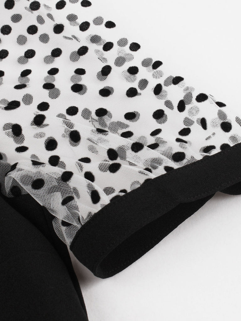 Robe Swing Vintage Année 50 à Pois Avec Nœud Papillon Soirée Cocktail