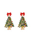 Boucles d'oreilles en strass en alliage d'arbre de Noël coloré