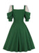 Robe Swing Vintage Années 50 à Pois Demi Manche Vert Chic