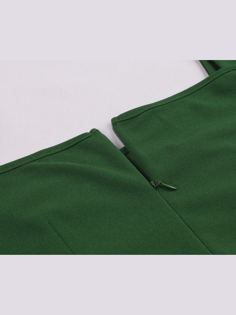 Robe Swing Vintage Années 50 à Pois Demi Manche Vert Chic