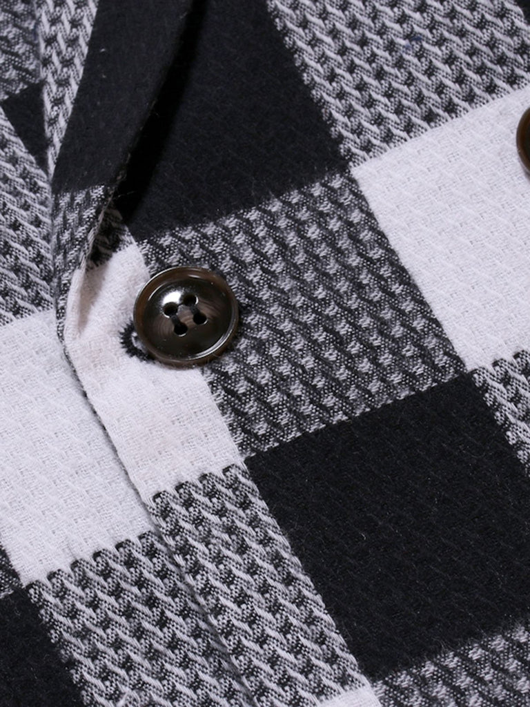 Gilet de Costume à Carreaux Top Vintage Unisexe Avec Buttons Noir et Blanc