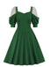 Robe Swing Vintage Années 50 à Pois Demi Manche Vert Chic