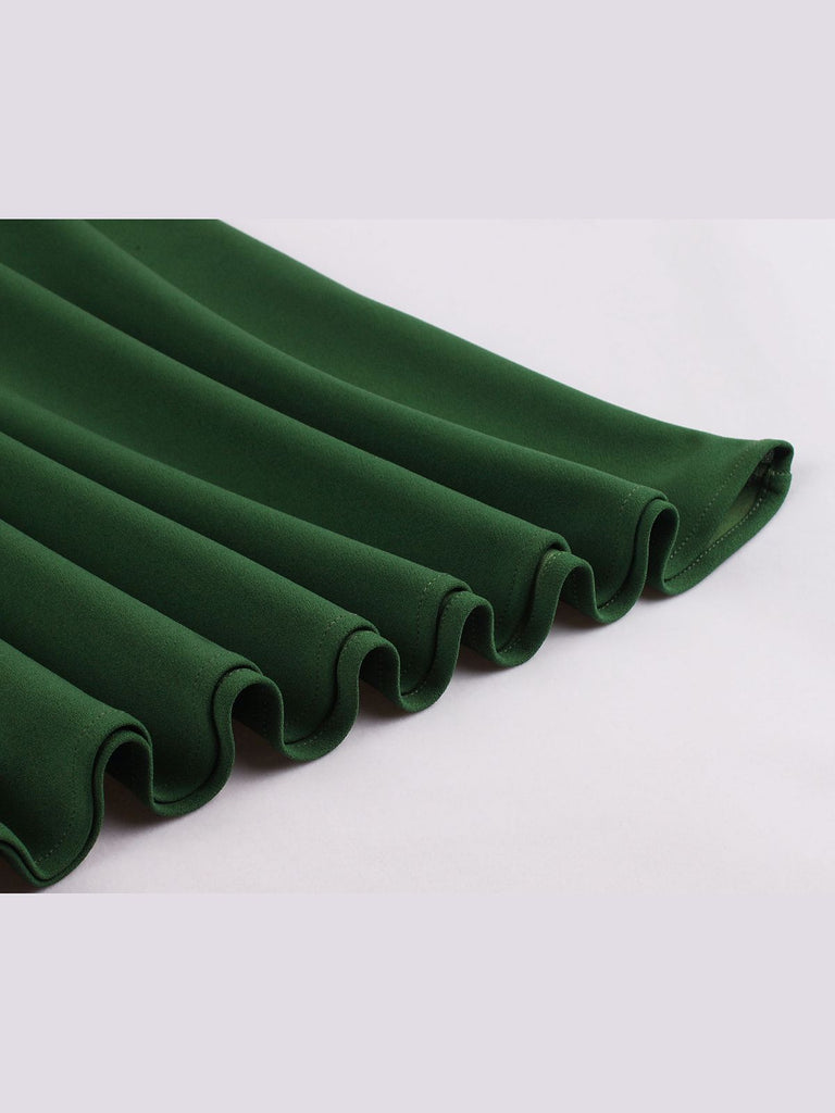 Robe Swing Vintage Années 50 à Pois Demi Manche Vert Chic