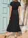 Robe Vintage à Col V Années 40 Solide à Volants Pin Up
